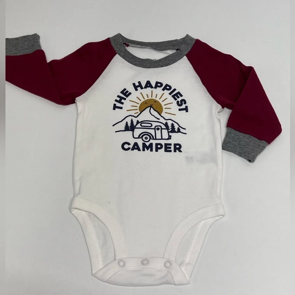 Carter's 4 Piece Infant Baby Set ‘Happiest  Camper’ Pants Long Sleeve Bodysuits